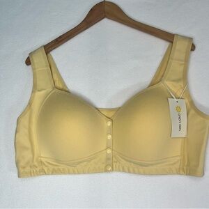 Daisy Bra Wireless Plus Size Front Snap Yellow Size 4XL
